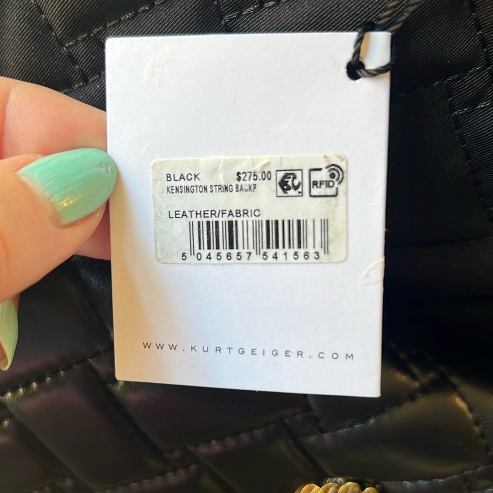 Kurt Geiger Black Quilted Leather Backpack NWT - Picture 2 of 16
